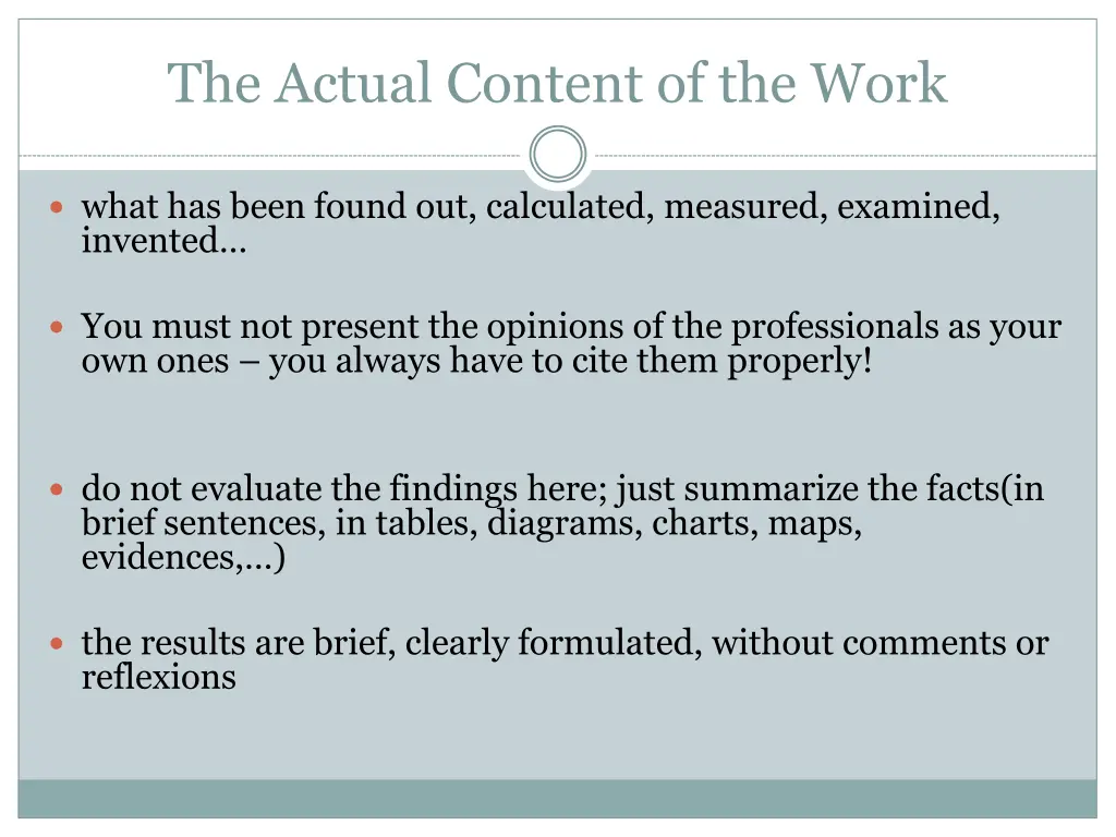 the actual content of the work