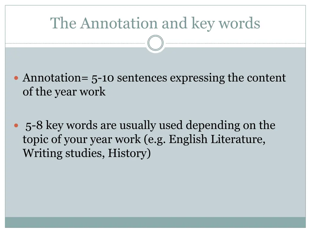 the annotation and key words