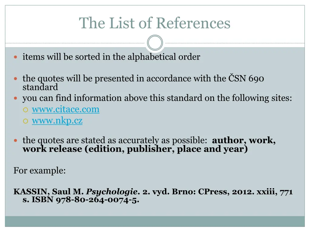 the list of references