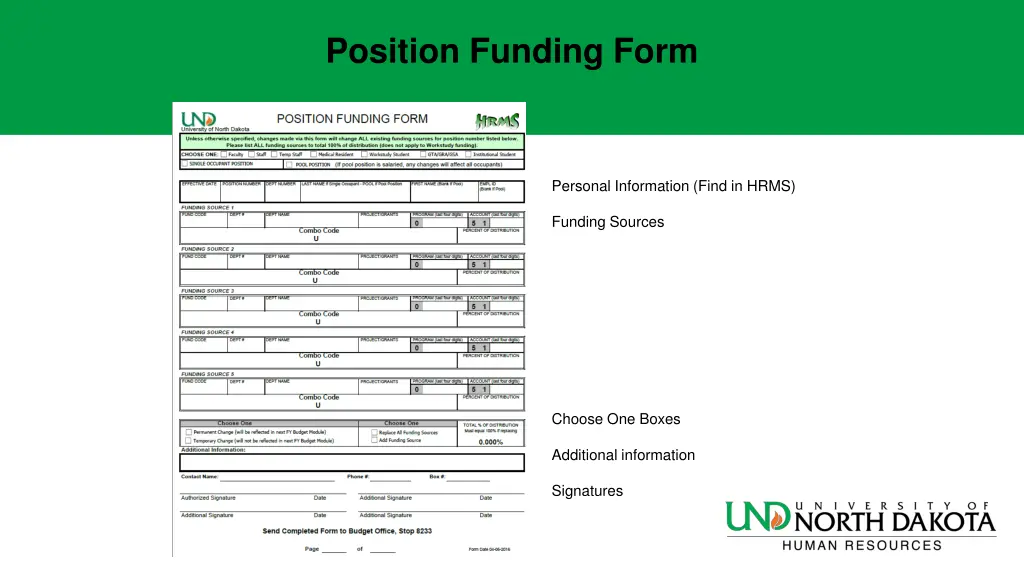 position funding form
