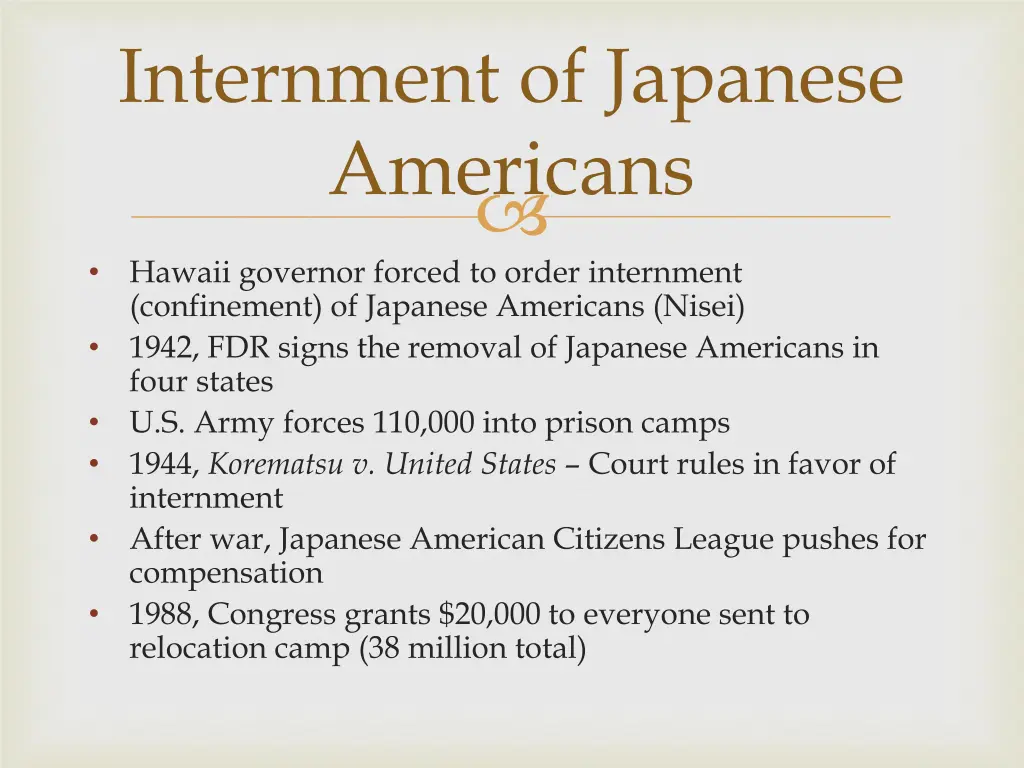 internment of japanese americans