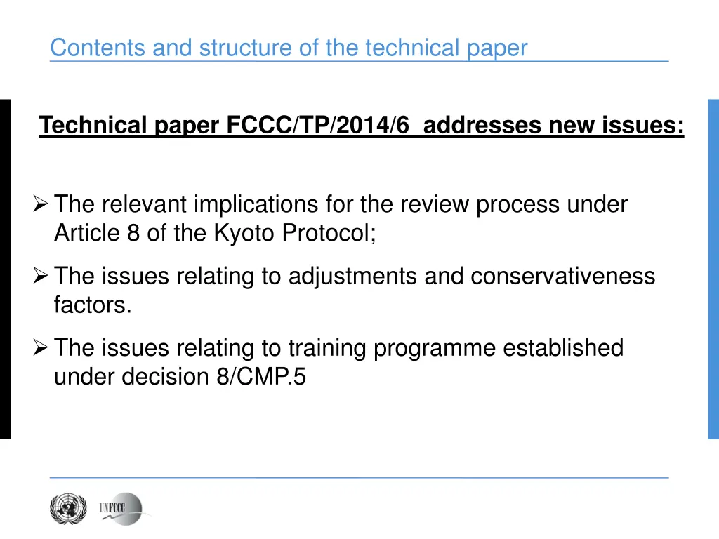 contents and structure of the technical paper 1