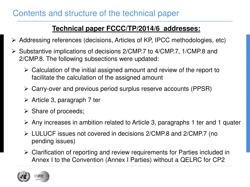 contents and structure of the technical paper
