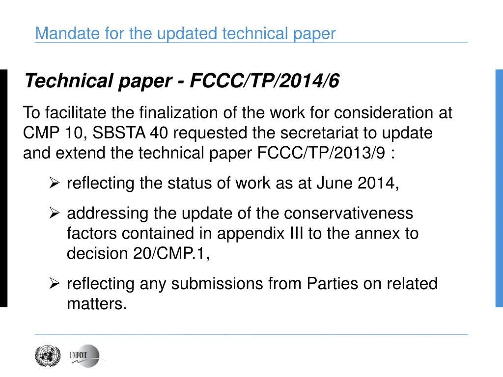 mandate for the updated technical paper