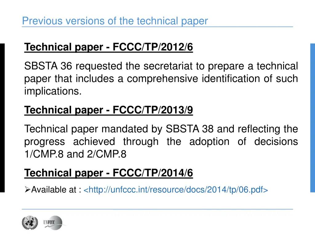 previous versions of the technical paper