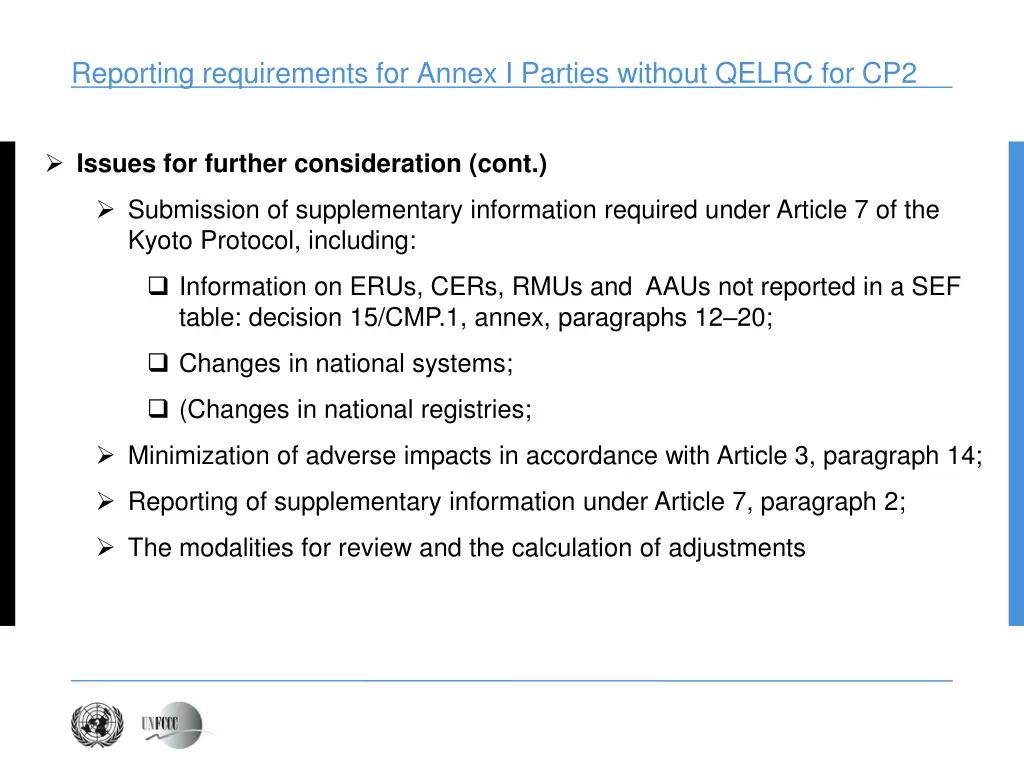 reporting requirements for annex i parties 2