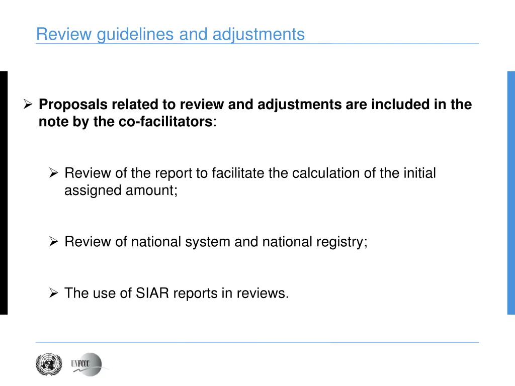 review guidelines and adjustments