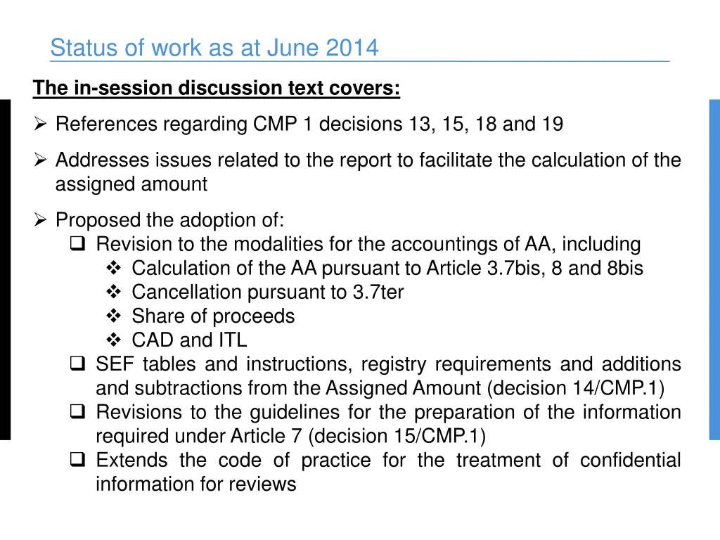 status of work as at june 2014 3