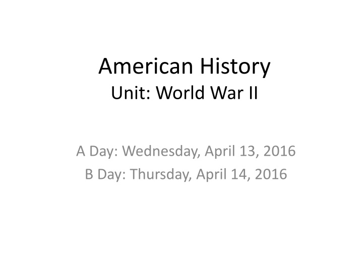 american history unit world war ii