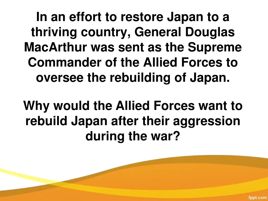 in an effort to restore japan to a thriving