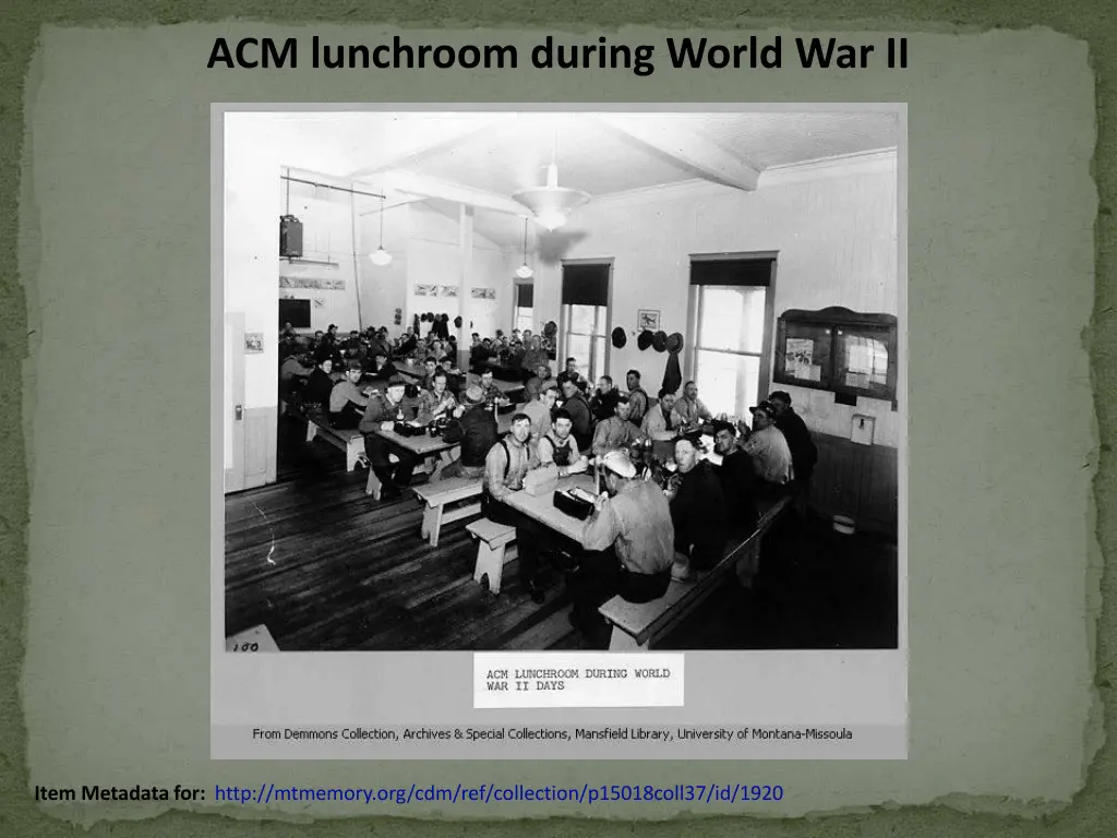 acm lunchroom during world war ii