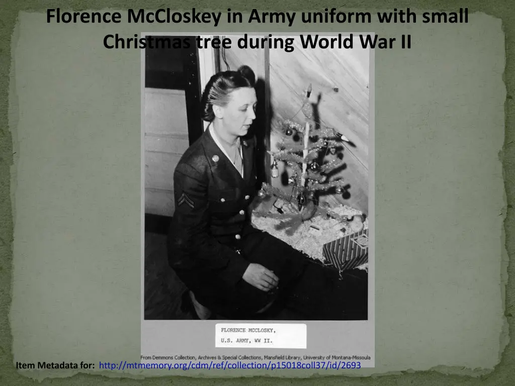 florence mccloskey in army uniform with small