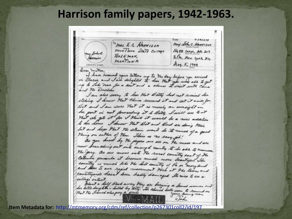 harrison family papers 1942 1963