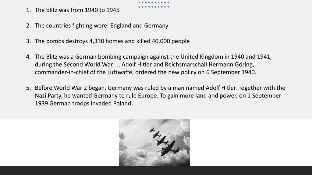 1 the blitz was from 1940 to 1945