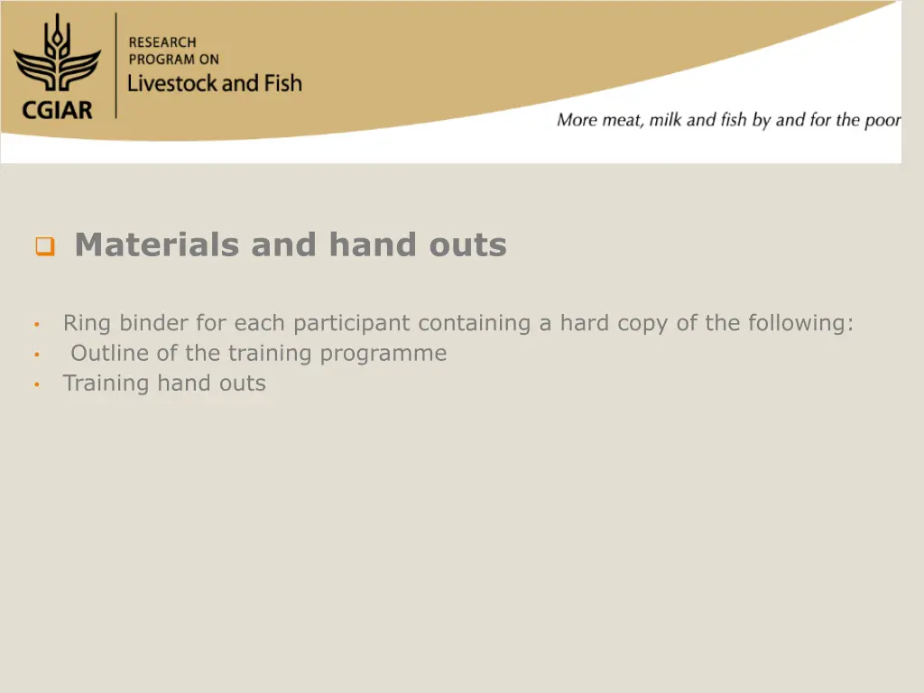 materials and hand outs