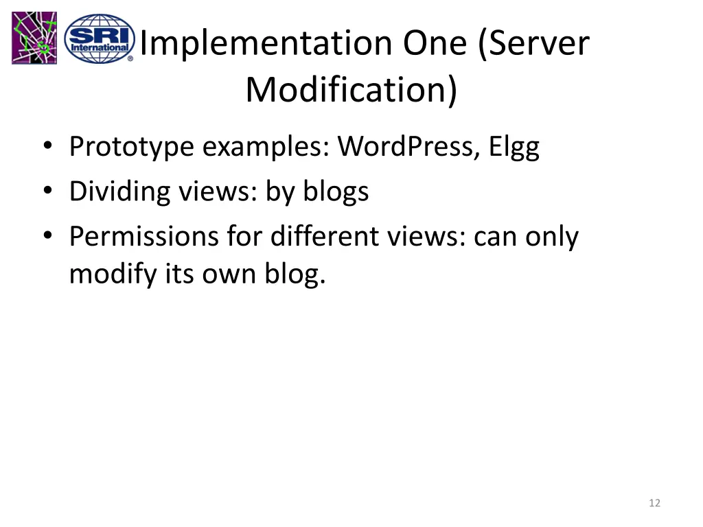 implementation one server modification