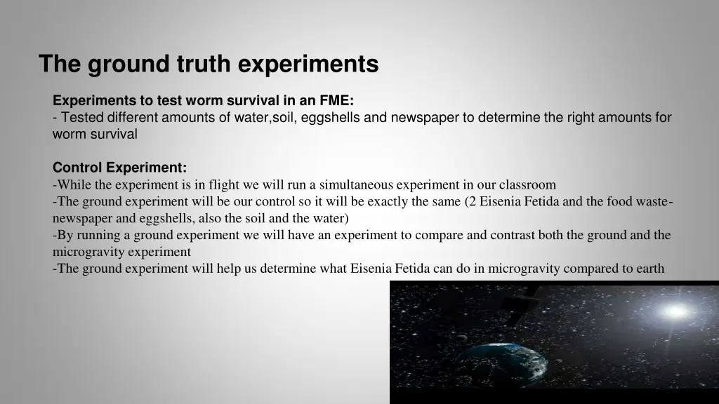 the ground truth experiments