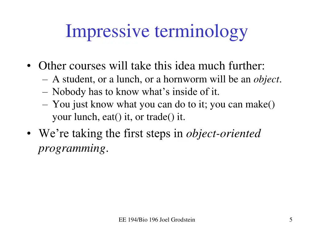 impressive terminology