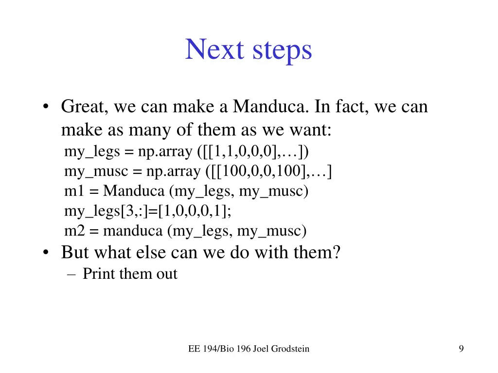 next steps