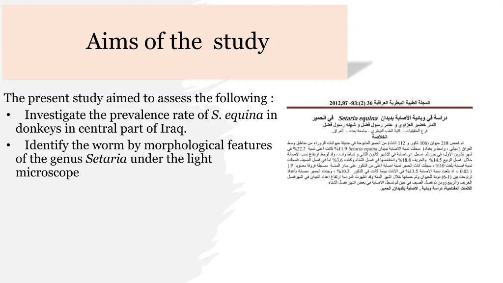 aims of the study