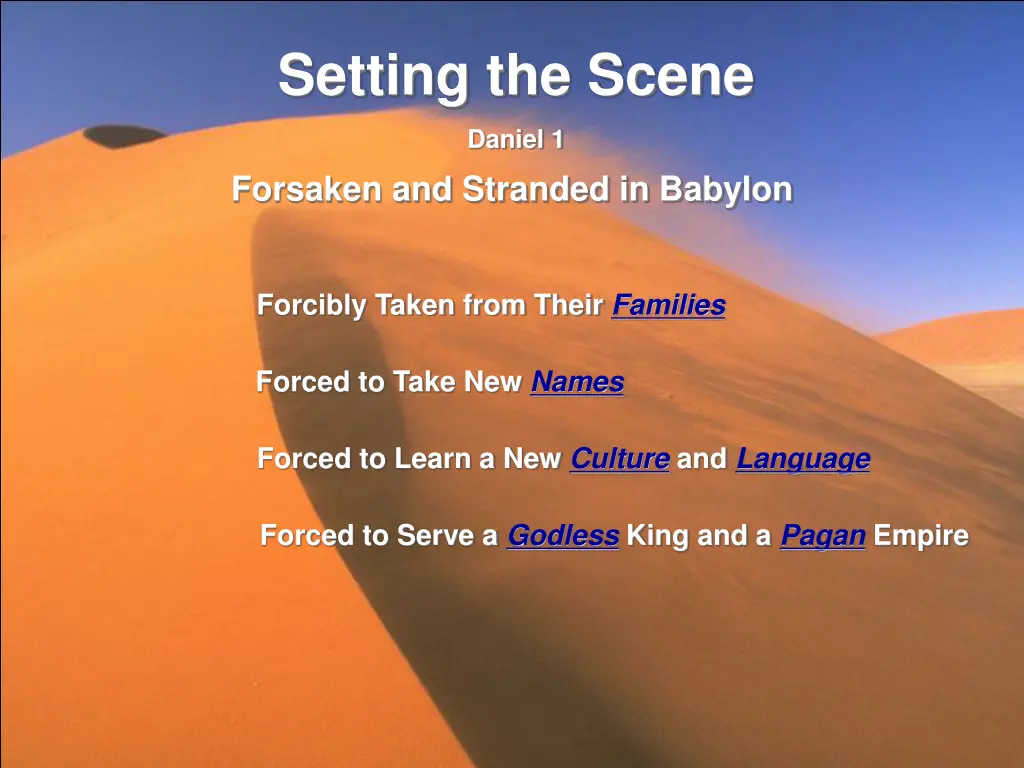 setting the scene
