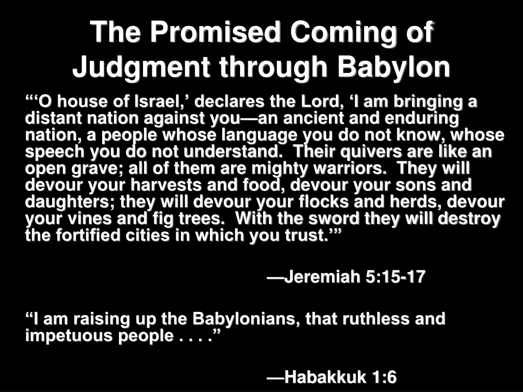 the promised coming of judgment through babylon