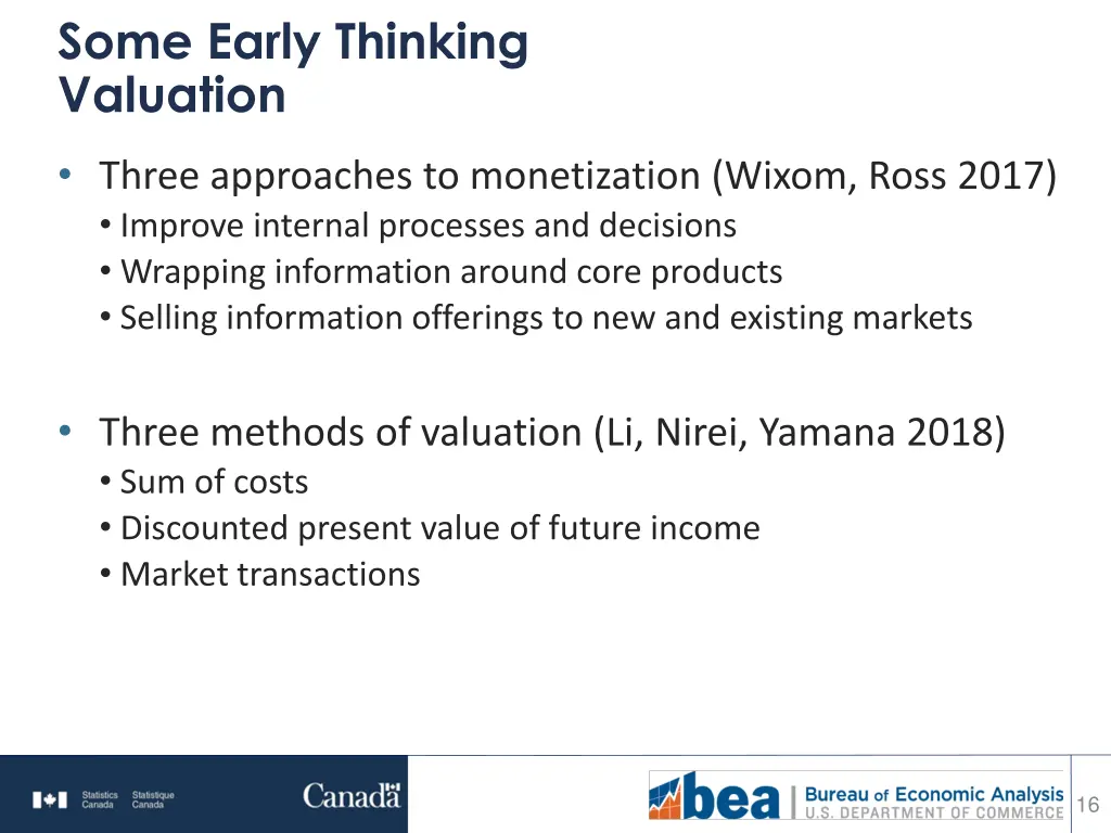 some early thinking valuation