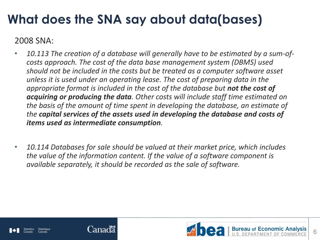 what does the sna say about data bases 1