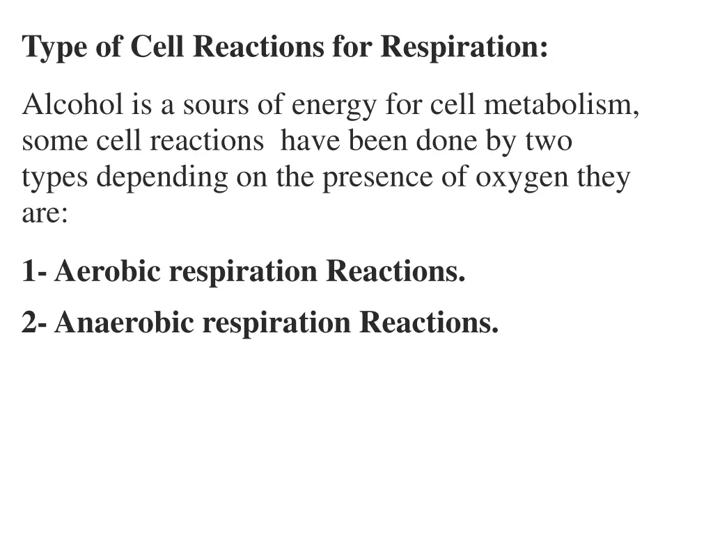 type of cell reactions for respiration