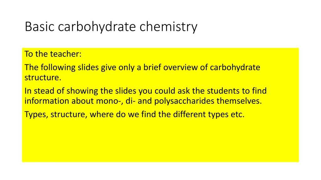 basic carbohydrate chemistry