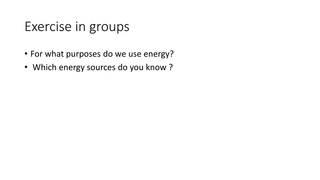 exercise in groups