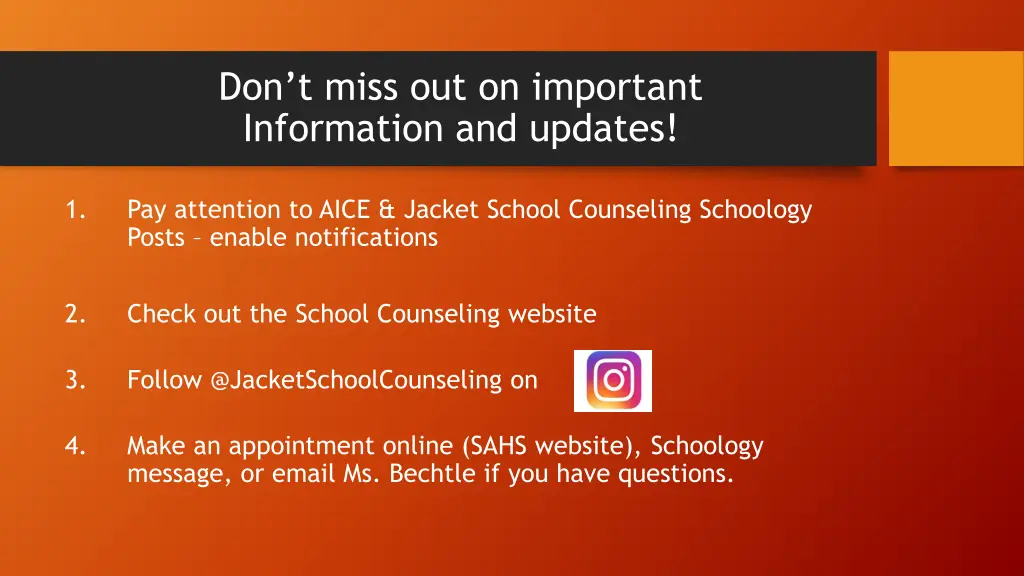 don t miss out on important information