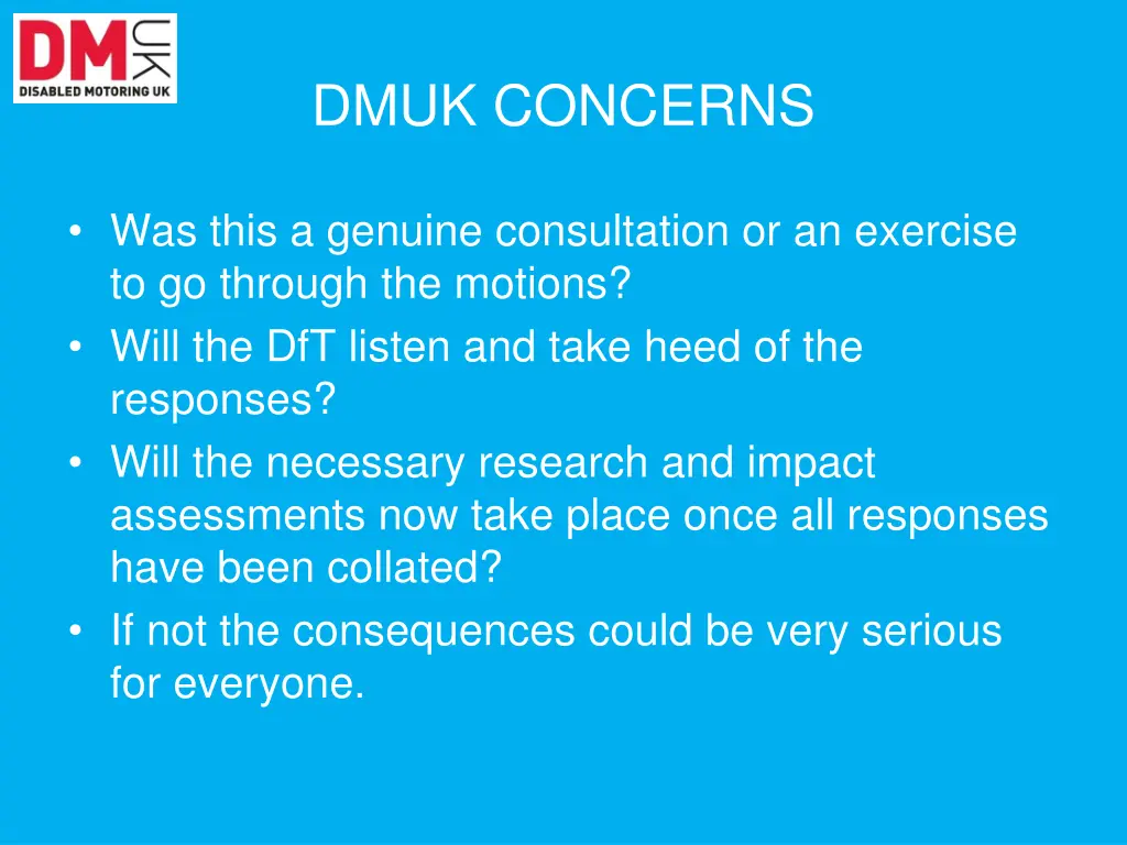 dmuk concerns