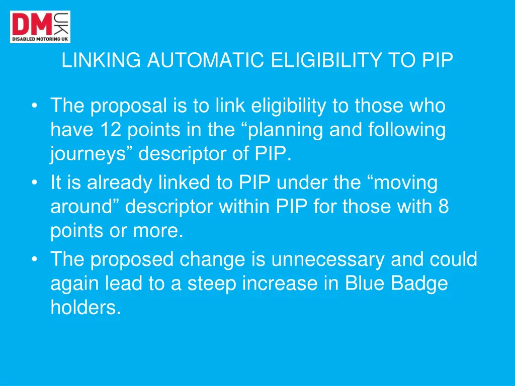 linking automatic eligibility to pip