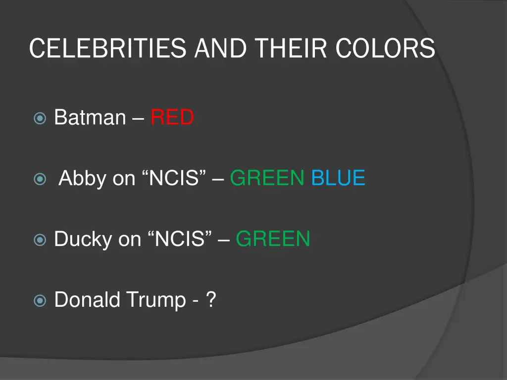 celebrities and their colors