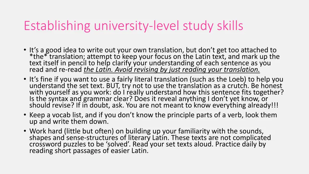 establishing university level study skills