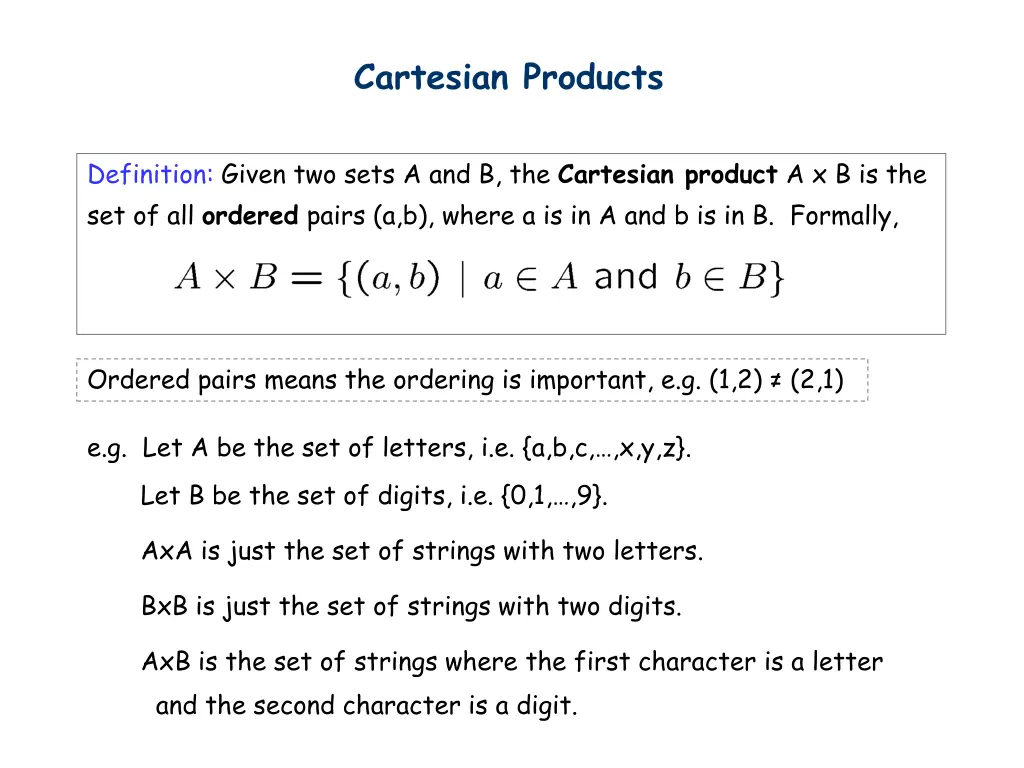 cartesian products