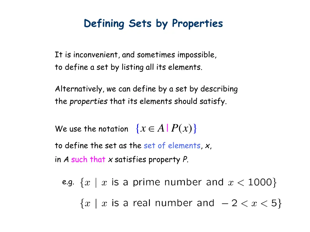 defining sets by properties