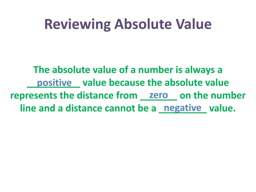 reviewing absolute value 9