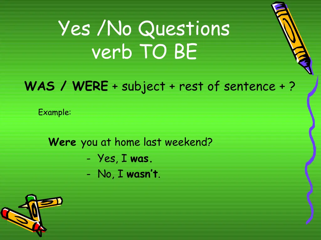 yes no questions verb to be