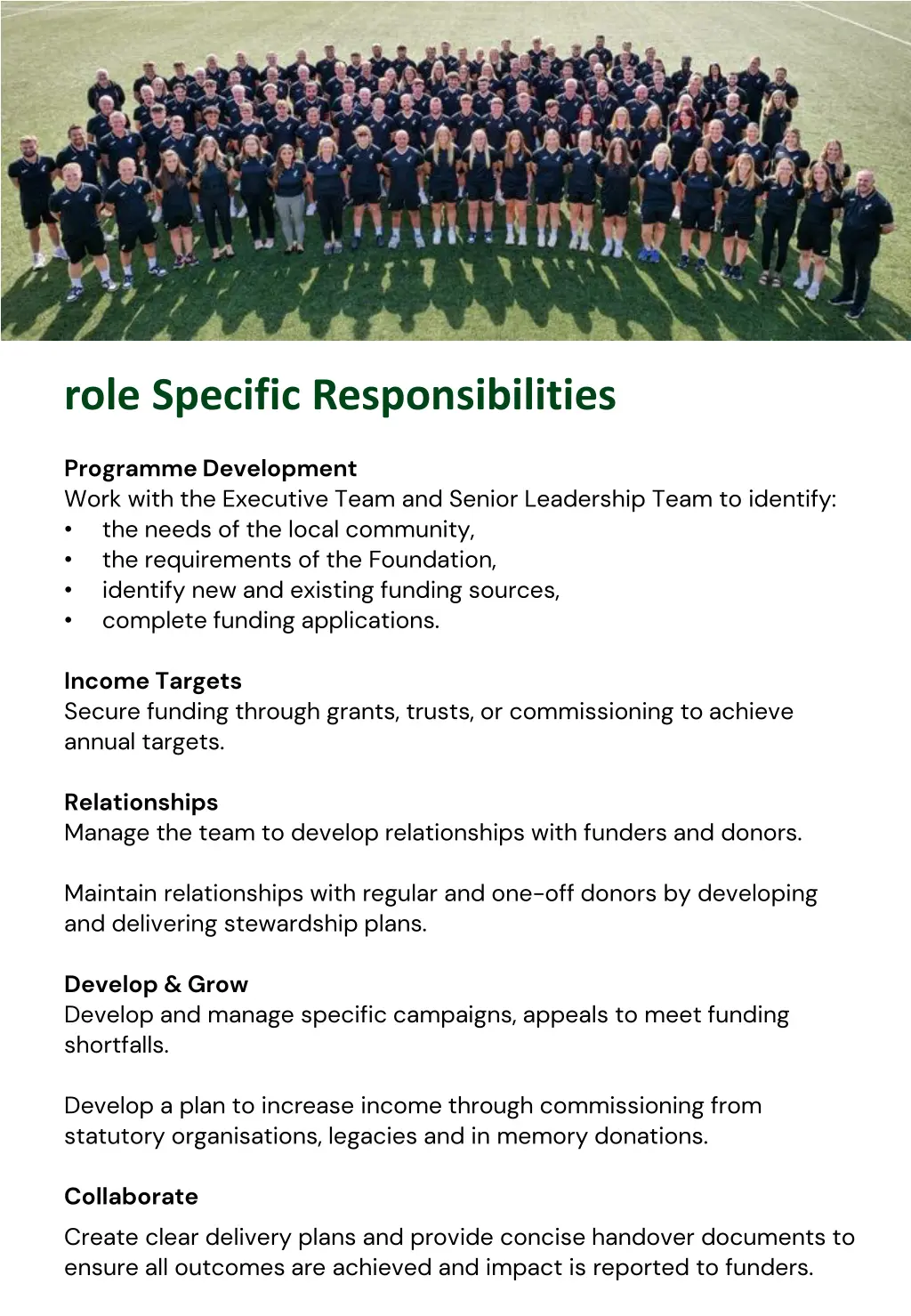 role specific responsibilities