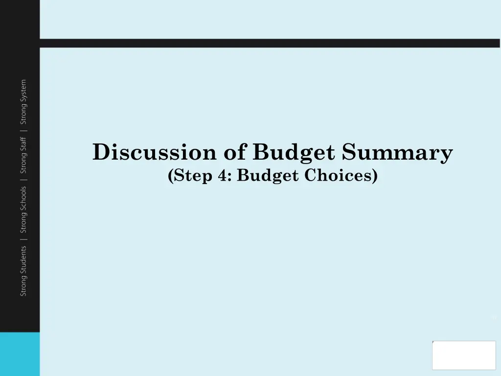 discussion of budget summary step 4 budget choices