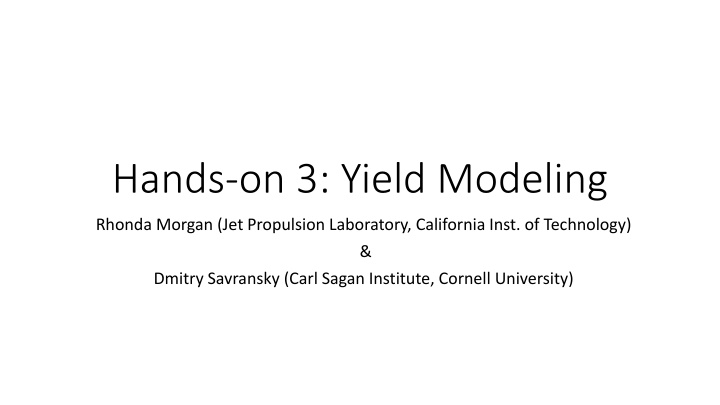 hands on 3 yield modeling