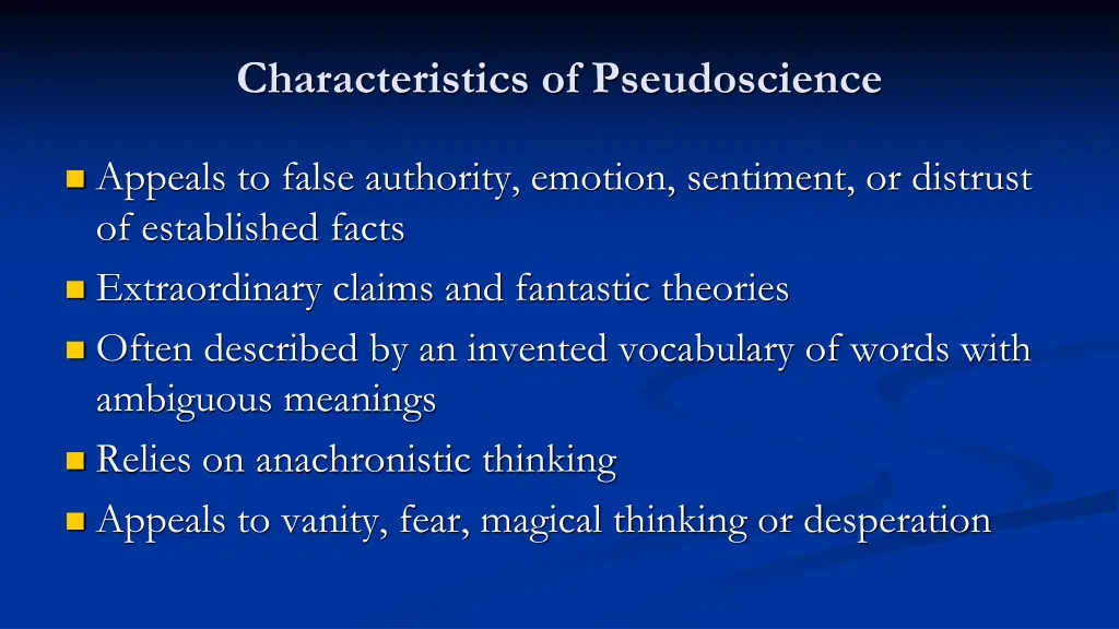 characteristics of pseudoscience 2