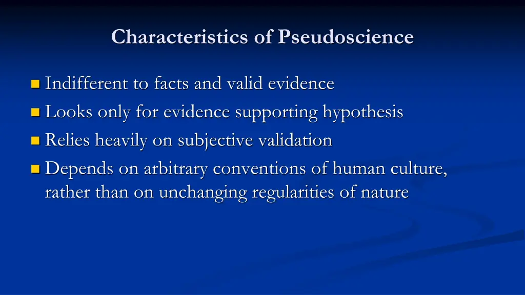 characteristics of pseudoscience