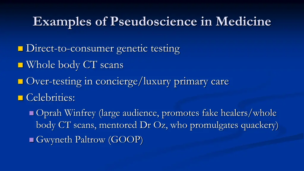 examples of pseudoscience in medicine 1
