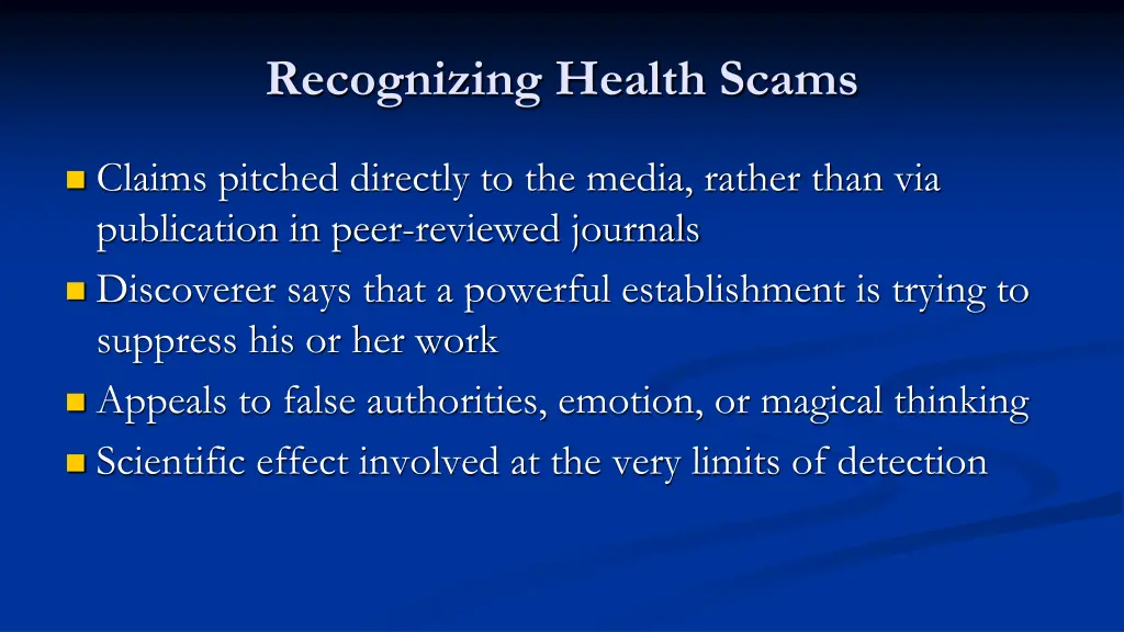 recognizing health scams