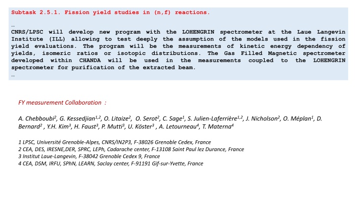 subtask 2 5 1 fission yield studies