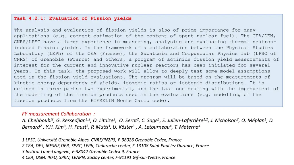task 4 2 1 evaluation of fission yields