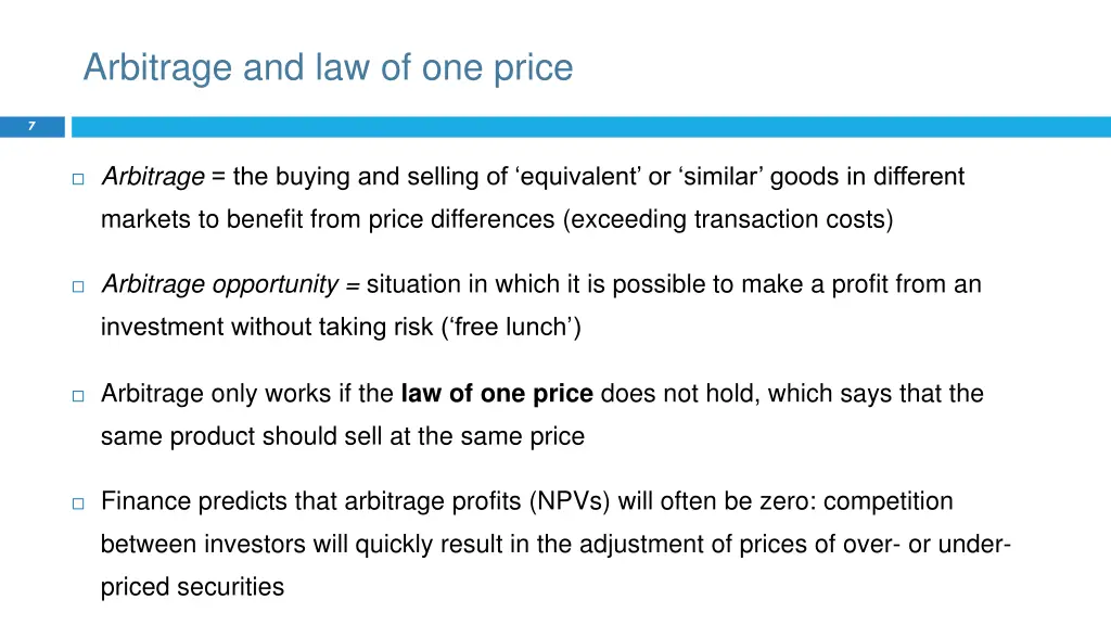 arbitrage and law of one price
